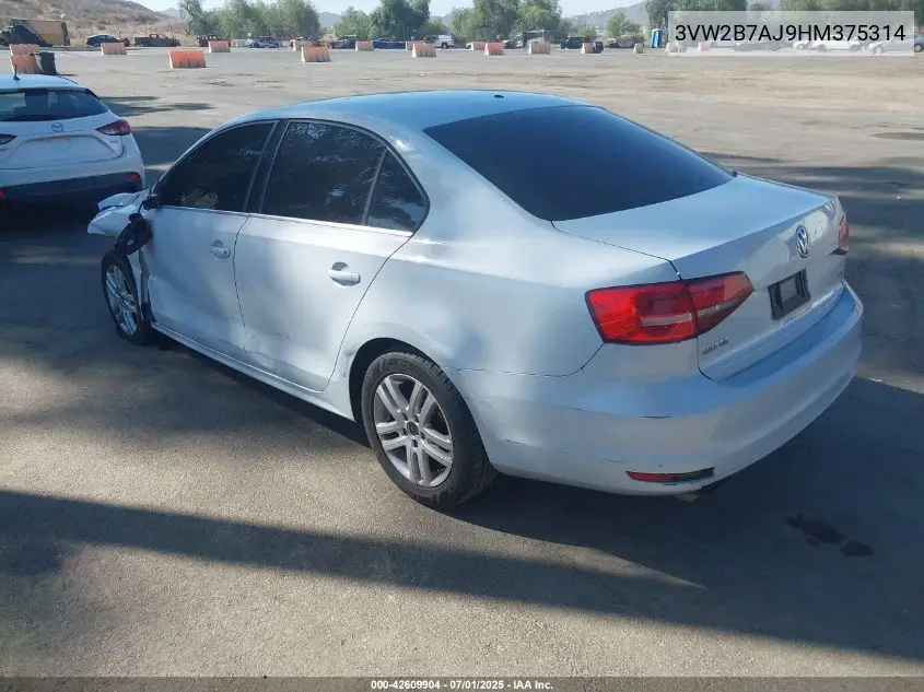 2017 Volkswagen Jetta S VIN: 3VW2B7AJ9HM375314 Lot: 42609904