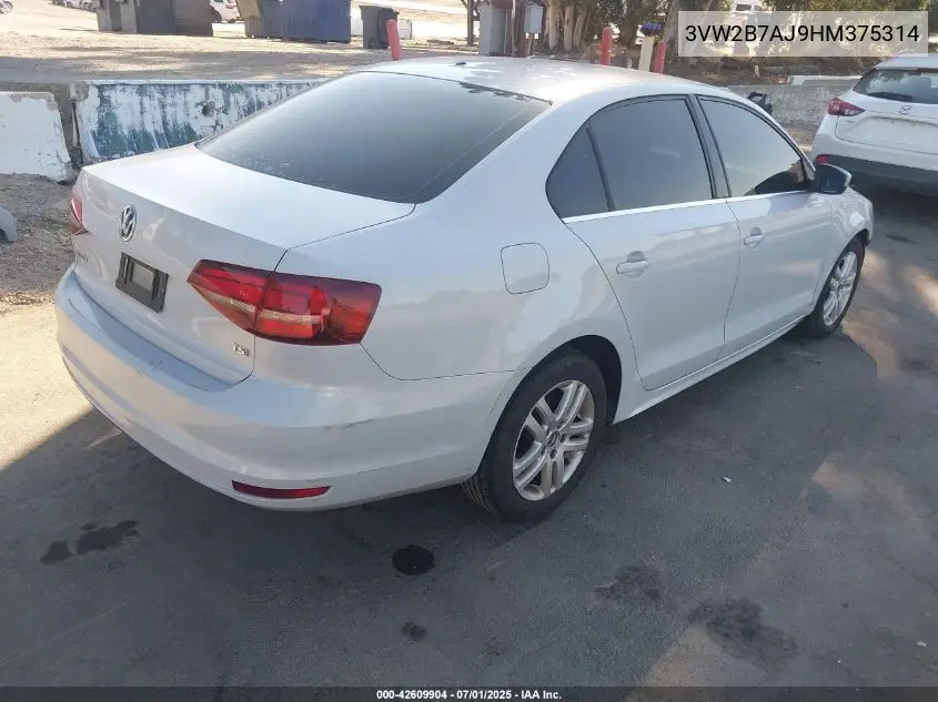 2017 Volkswagen Jetta S VIN: 3VW2B7AJ9HM375314 Lot: 42609904