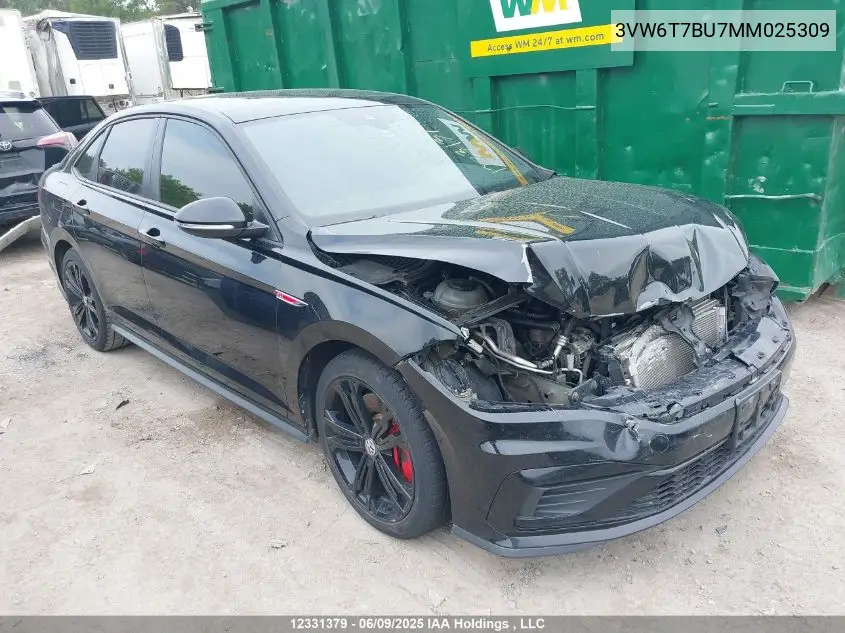 2021 Volkswagen Jetta Gli VIN: 3VW6T7BU7MM025309 Lot: 12331379