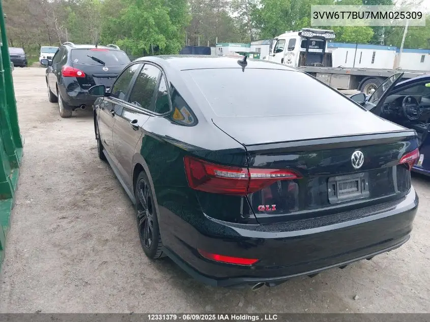 2021 Volkswagen Jetta Gli VIN: 3VW6T7BU7MM025309 Lot: 12331379