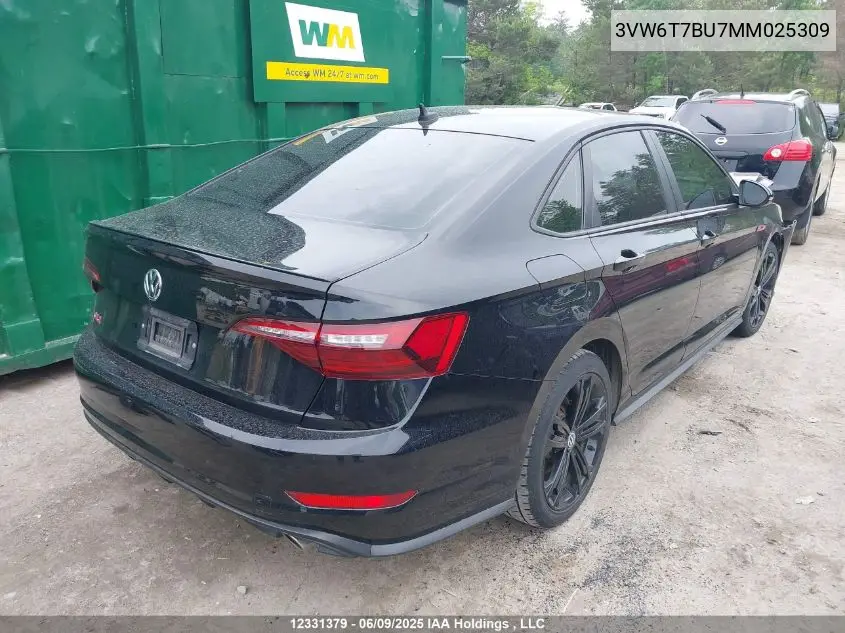 2021 Volkswagen Jetta Gli VIN: 3VW6T7BU7MM025309 Lot: 12331379