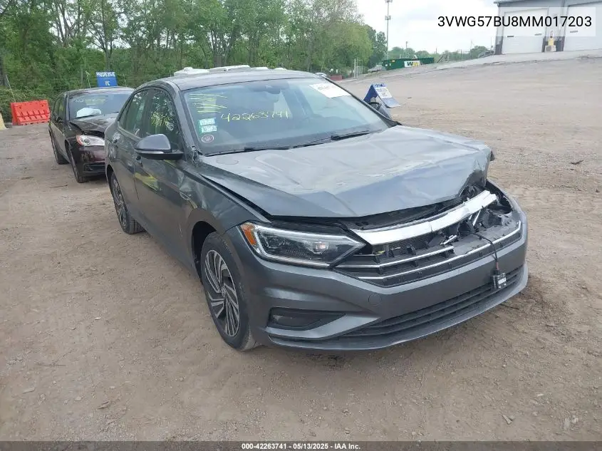 2021 Volkswagen Jetta 1.4T Sel Premium VIN: 3VWG57BU8MM017203 Lot: 42263741
