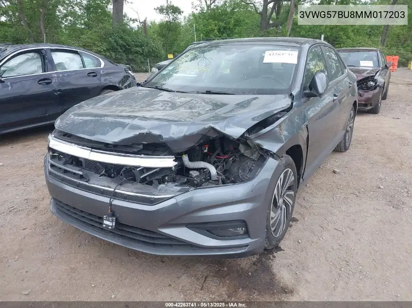 2021 Volkswagen Jetta 1.4T Sel Premium VIN: 3VWG57BU8MM017203 Lot: 42263741