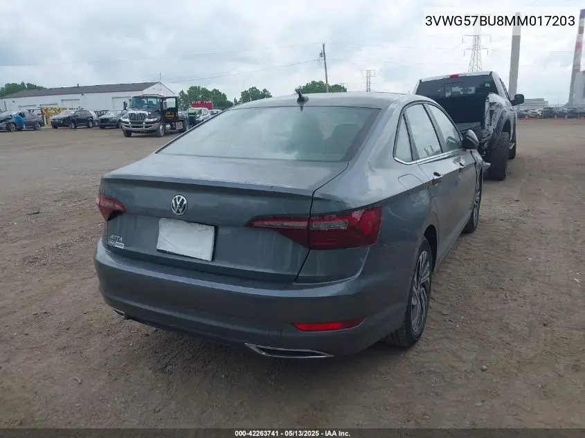 2021 Volkswagen Jetta 1.4T Sel Premium VIN: 3VWG57BU8MM017203 Lot: 42263741