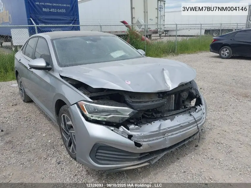 2022 Volkswagen Jetta VIN: 3VWEM7BU7NM004146 Lot: 12326093