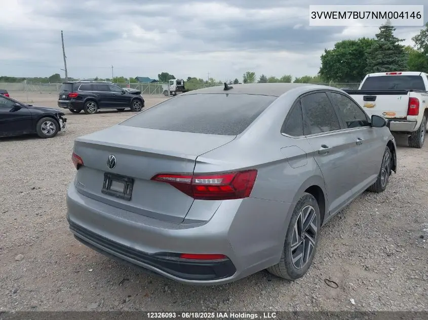 2022 Volkswagen Jetta VIN: 3VWEM7BU7NM004146 Lot: 12326093
