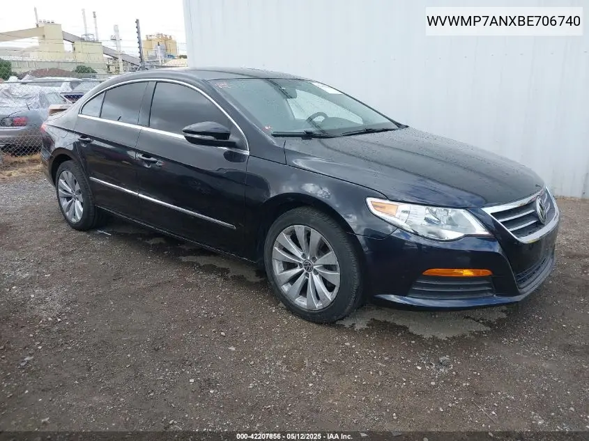 2011 Volkswagen Cc Sport VIN: WVWMP7ANXBE706740 Lot: 42207856