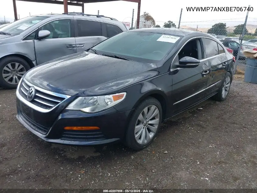 2011 Volkswagen Cc Sport VIN: WVWMP7ANXBE706740 Lot: 42207856