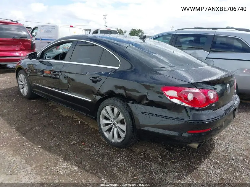 2011 Volkswagen Cc Sport VIN: WVWMP7ANXBE706740 Lot: 42207856