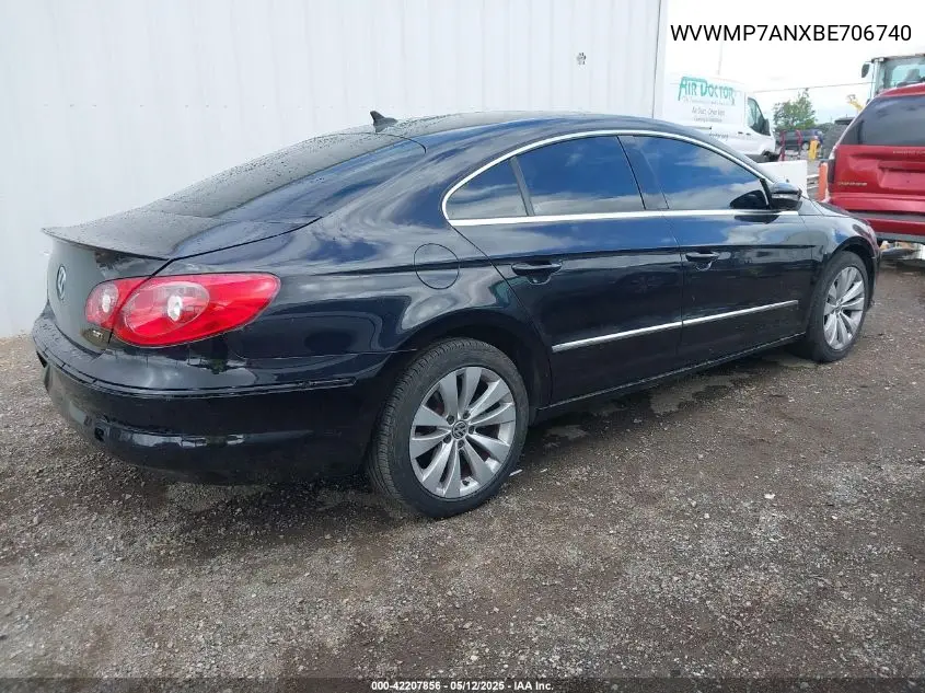 2011 Volkswagen Cc Sport VIN: WVWMP7ANXBE706740 Lot: 42207856