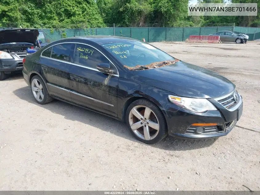 2011 Volkswagen Cc Lux VIN: WVWHN7AN3BE701466 Lot: 42229924