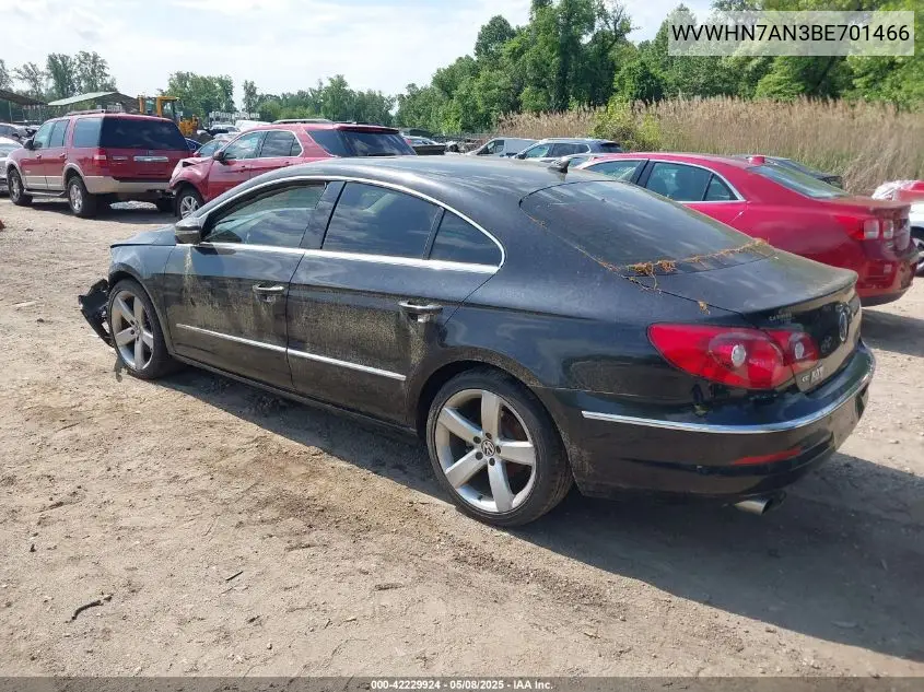 2011 Volkswagen Cc Lux VIN: WVWHN7AN3BE701466 Lot: 42229924