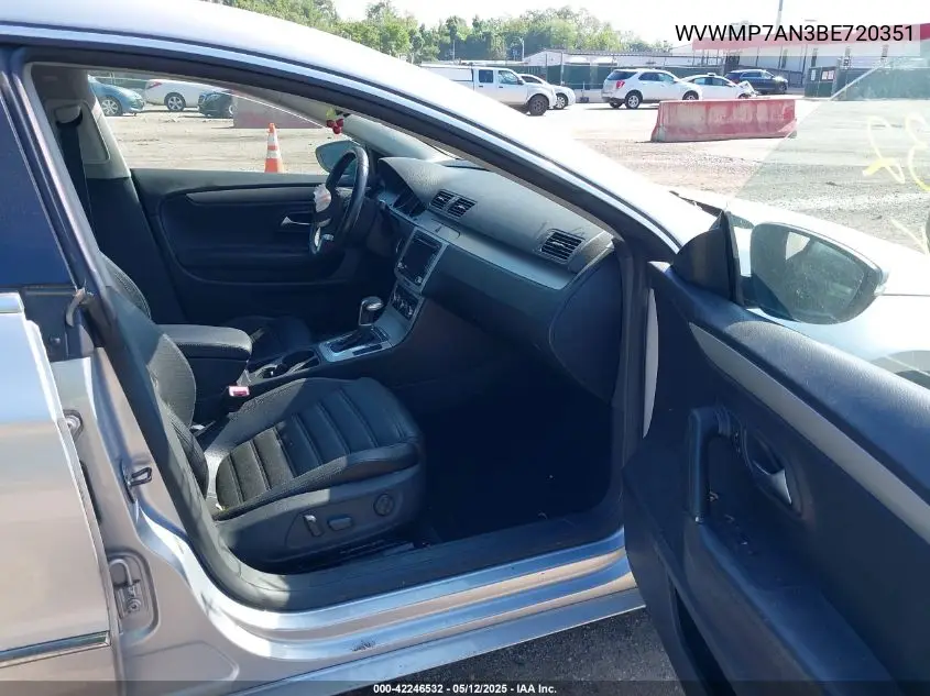 2011 Volkswagen Cc Sport VIN: WVWMP7AN3BE720351 Lot: 42246532