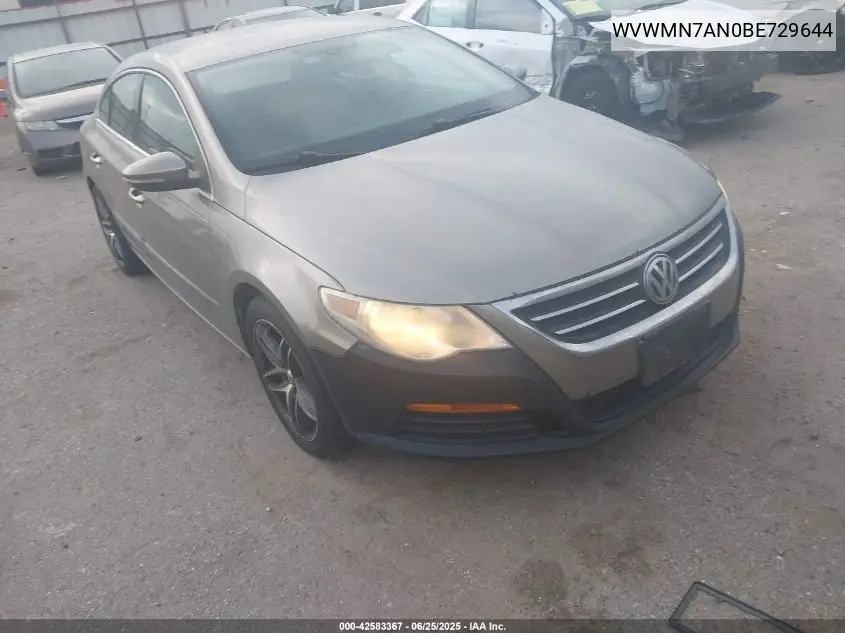 2011 Volkswagen Cc Sport VIN: WVWMN7AN0BE729644 Lot: 42583367