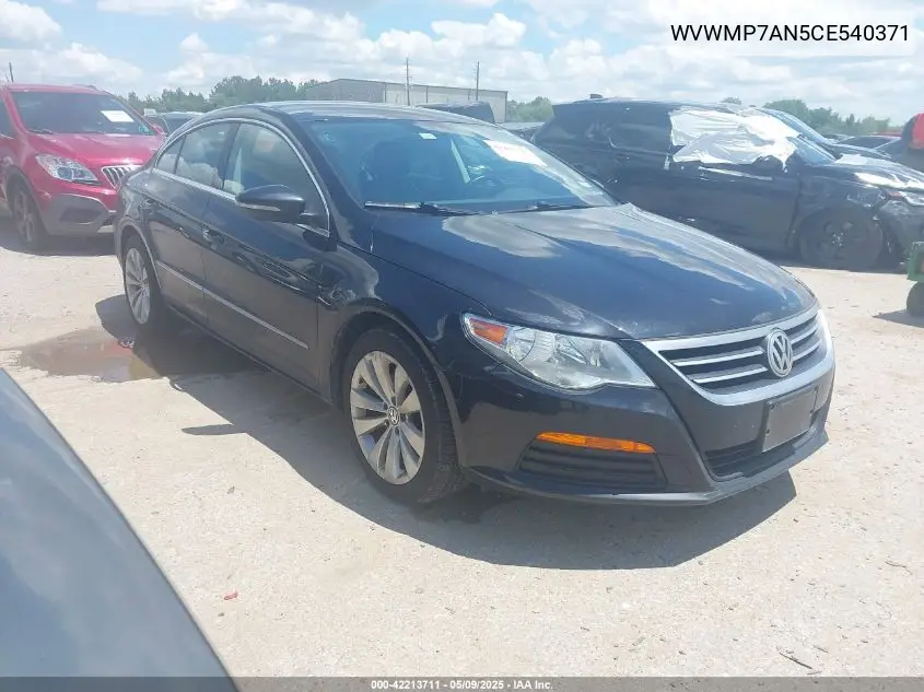 2012 Volkswagen Cc Sport VIN: WVWMP7AN5CE540371 Lot: 42213711