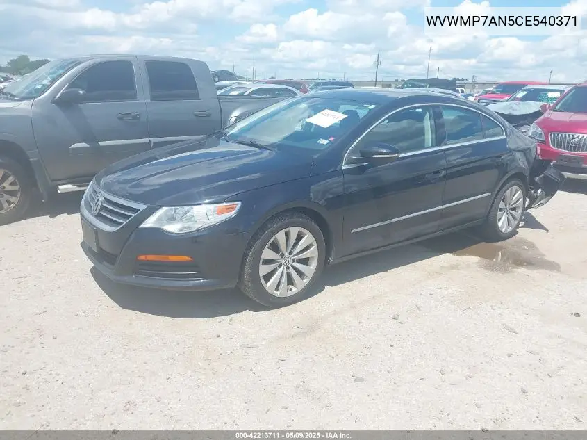 2012 Volkswagen Cc Sport VIN: WVWMP7AN5CE540371 Lot: 42213711