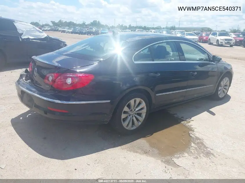 2012 Volkswagen Cc Sport VIN: WVWMP7AN5CE540371 Lot: 42213711