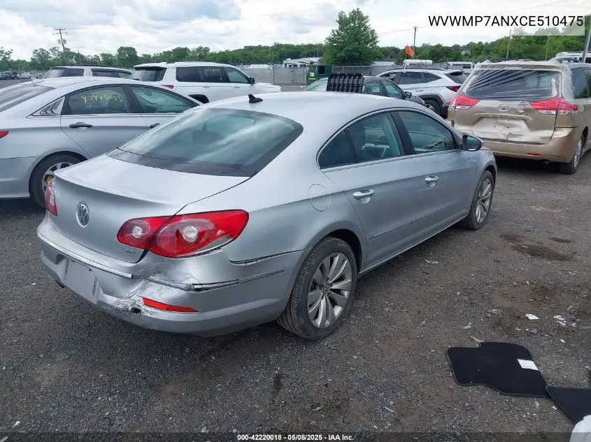 2012 Volkswagen Cc Sport/R-Line VIN: WVWMP7ANXCE510475 Lot: 42220018