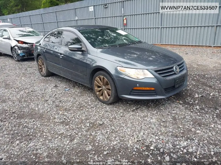 2012 Volkswagen Cc Sport VIN: WVWNP7AN7CE533507 Lot: 42551873