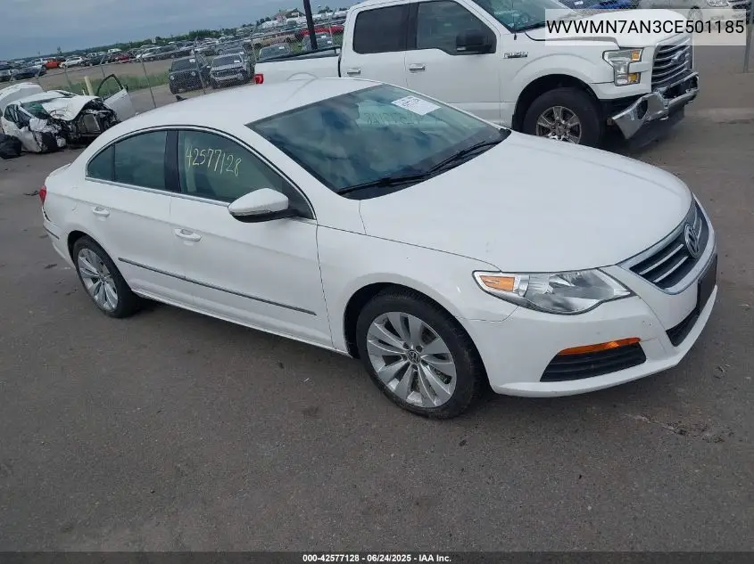 2012 Volkswagen Cc Sport VIN: WVWMN7AN3CE501185 Lot: 42577128