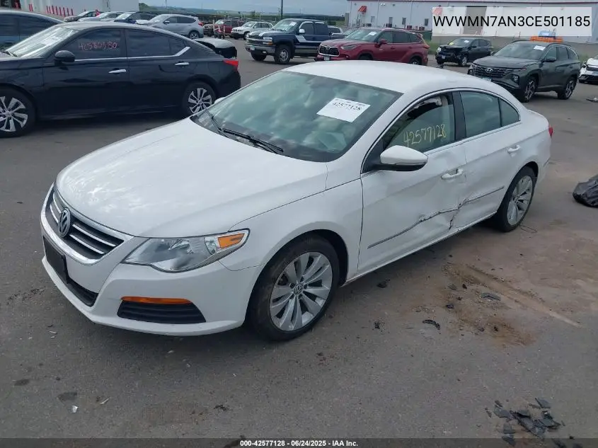 2012 Volkswagen Cc Sport VIN: WVWMN7AN3CE501185 Lot: 42577128