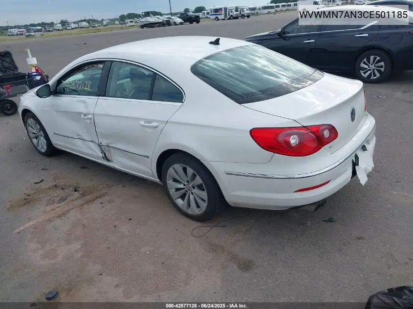 2012 Volkswagen Cc Sport VIN: WVWMN7AN3CE501185 Lot: 42577128