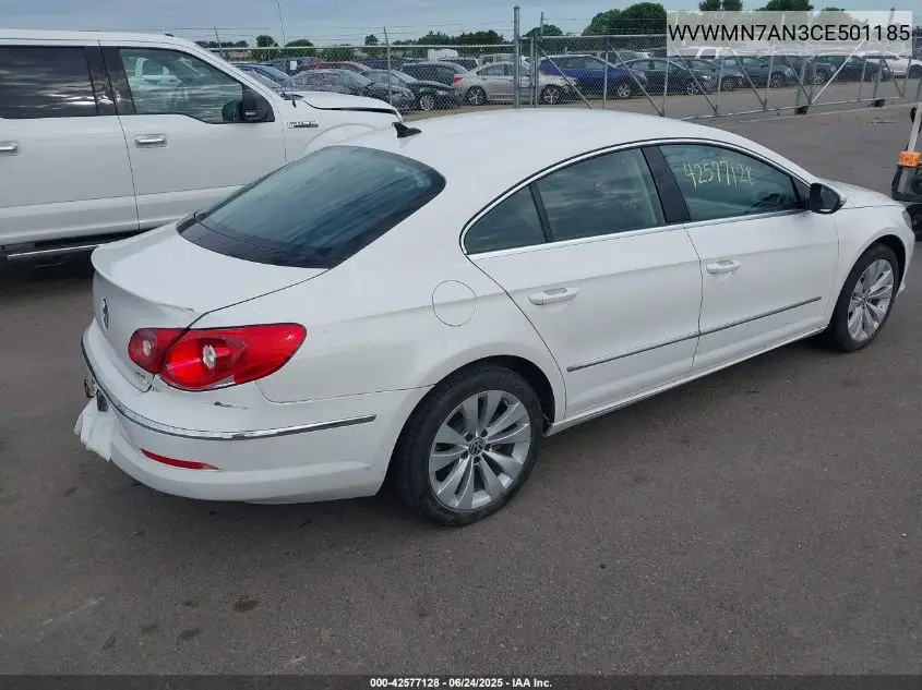 2012 Volkswagen Cc Sport VIN: WVWMN7AN3CE501185 Lot: 42577128