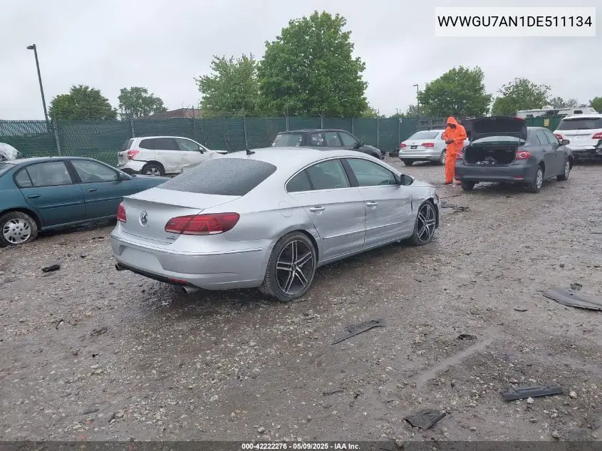 2013 Volkswagen Cc 3.6L Vr6 Executive VIN: WVWGU7AN1DE511134 Lot: 42222276