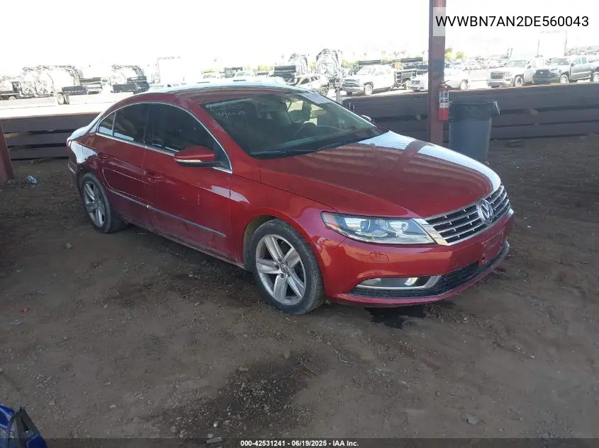2013 Volkswagen Cc 2.0T Sport VIN: WVWBN7AN2DE560043 Lot: 42531241
