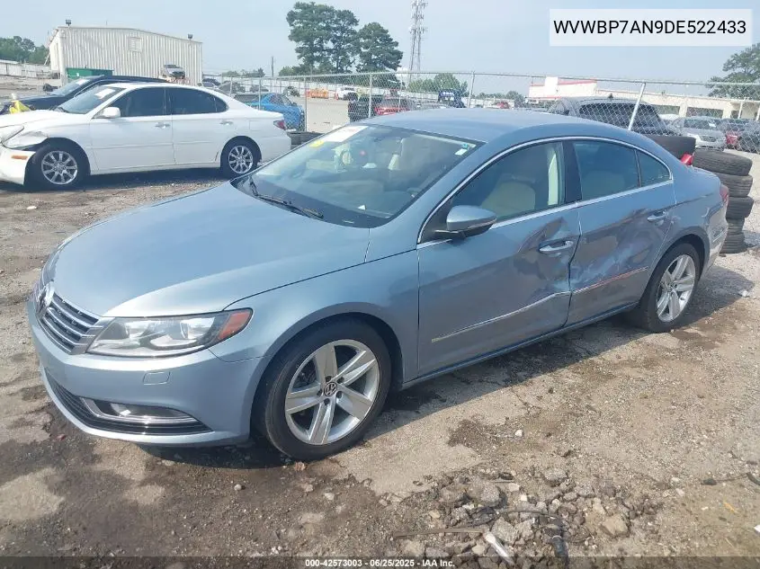 2013 Volkswagen Cc 2.0T Sport VIN: WVWBP7AN9DE522433 Lot: 42573003