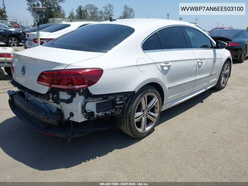 2014 Volkswagen Cc 2.0T R-Line VIN: WVWBP7AN6EE503100 Lot: 42217906