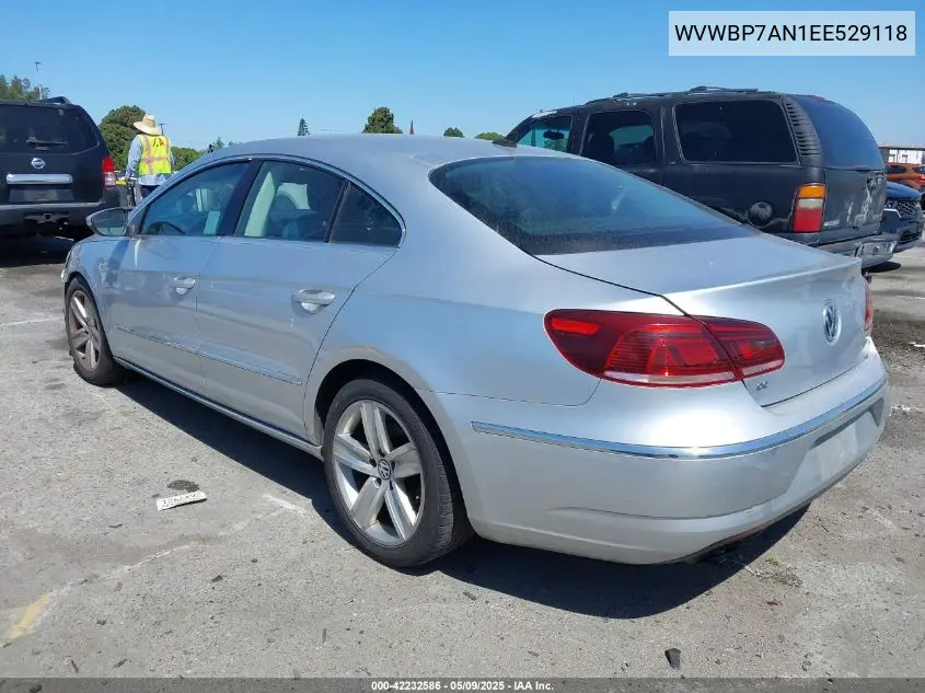2014 Volkswagen Cc 2.0T Sport VIN: WVWBP7AN1EE529118 Lot: 42232586