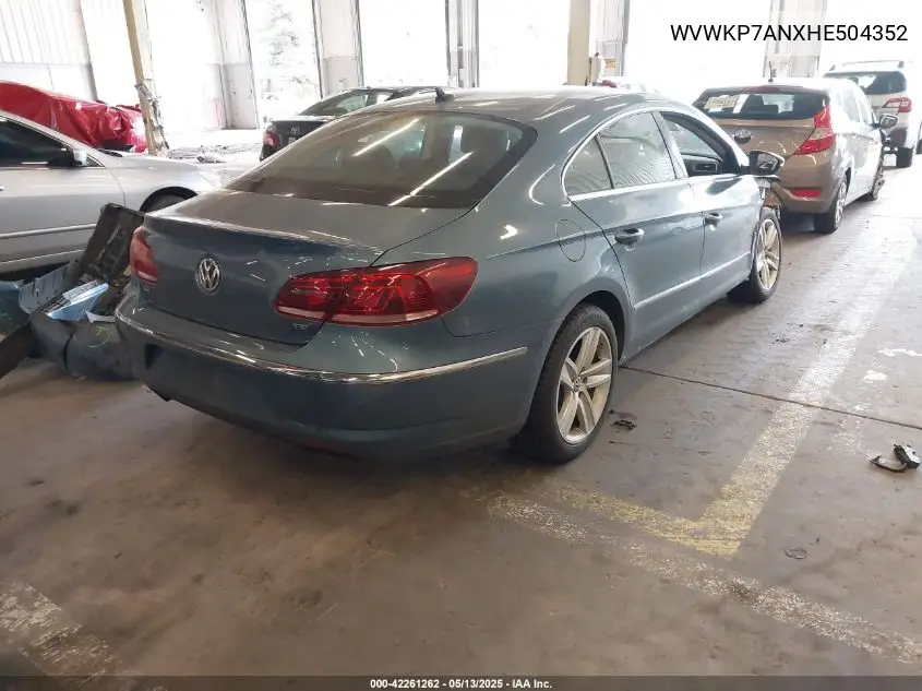 2017 Volkswagen Cc 2.0T Sport VIN: WVWKP7ANXHE504352 Lot: 42261262