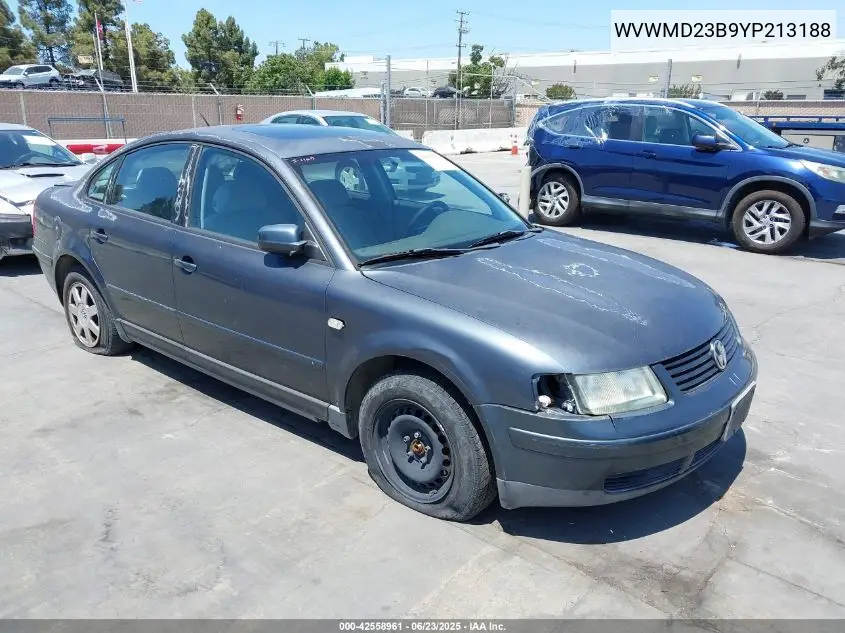 2000 Volkswagen Passat Gls V6 VIN: WVWMD23B9YP213188 Lot: 42558961