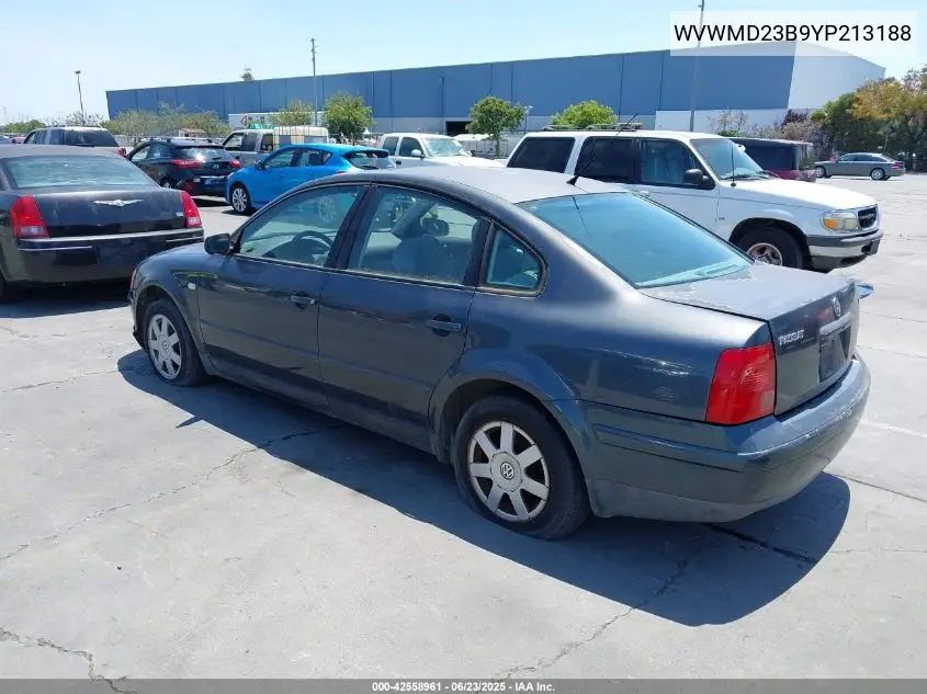 2000 Volkswagen Passat Gls V6 VIN: WVWMD23B9YP213188 Lot: 42558961