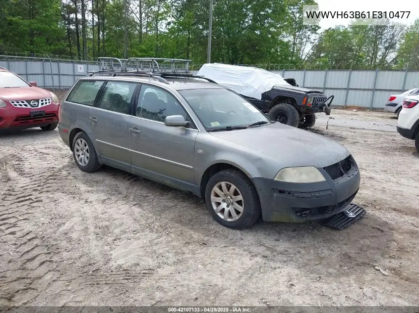 2001 Volkswagen Passat Gls V6 VIN: WVWVH63B61E310477 Lot: 42107133