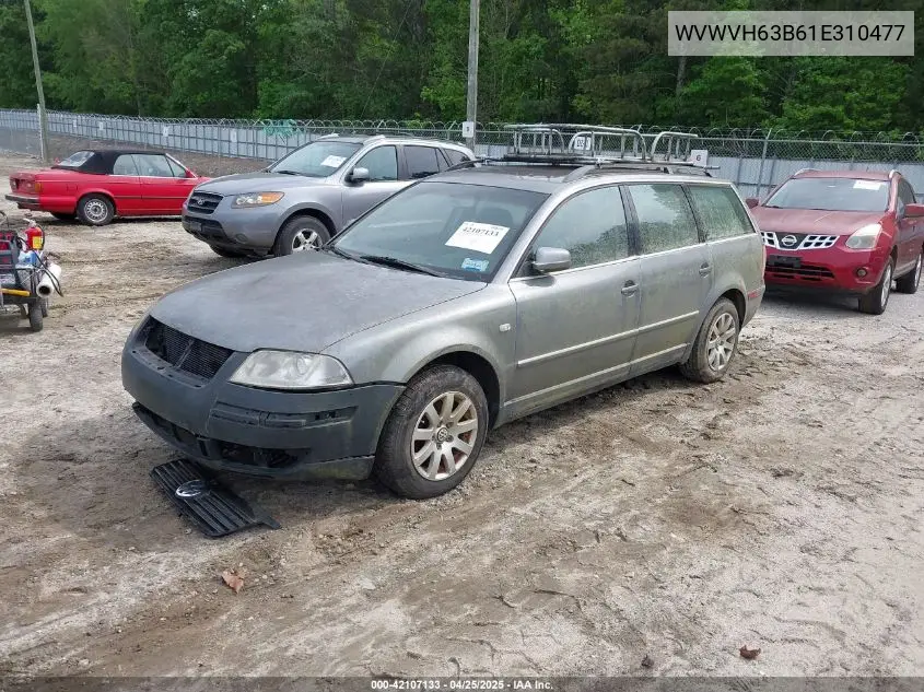 2001 Volkswagen Passat Gls V6 VIN: WVWVH63B61E310477 Lot: 42107133
