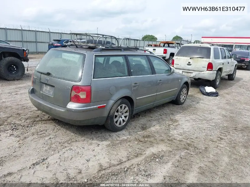 2001 Volkswagen Passat Gls V6 VIN: WVWVH63B61E310477 Lot: 42107133