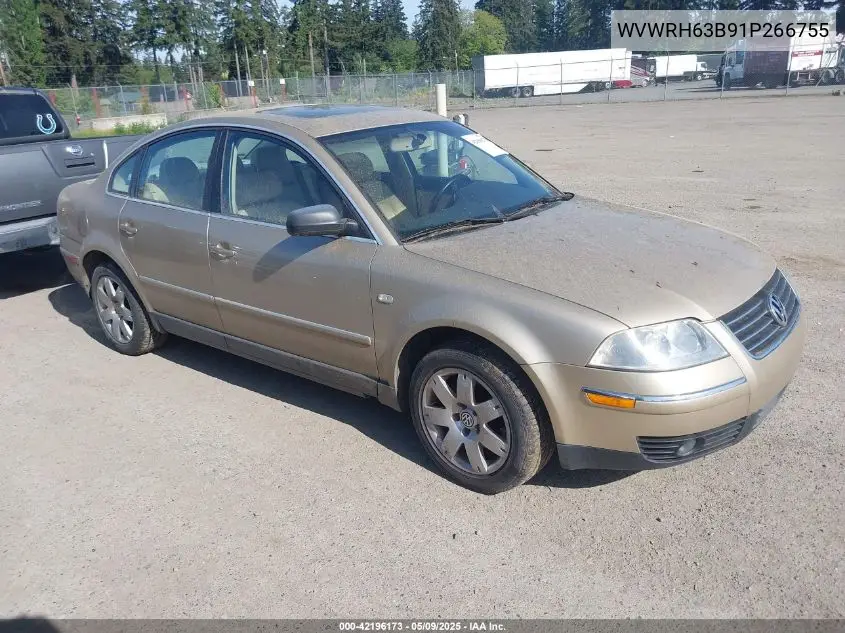 2001 Volkswagen Passat Glx VIN: WVWRH63B91P266755 Lot: 42196173