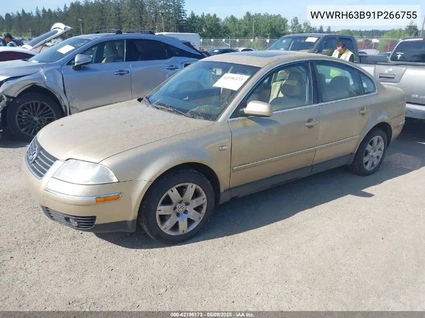 2001 Volkswagen Passat Glx VIN: WVWRH63B91P266755 Lot: 42196173