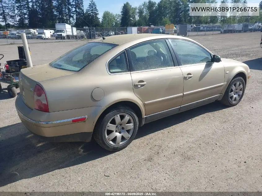 2001 Volkswagen Passat Glx VIN: WVWRH63B91P266755 Lot: 42196173