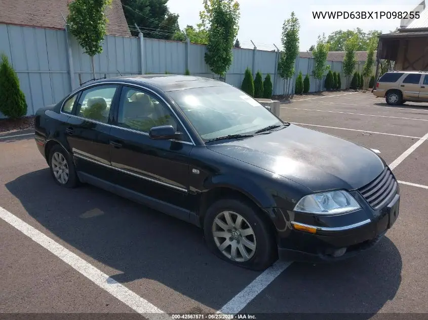 2001 Volkswagen Passat Gls VIN: WVWPD63BX1P098255 Lot: 42567571