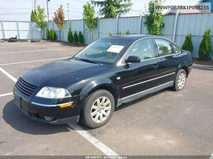 2001 Volkswagen Passat Gls VIN: WVWPD63BX1P098255 Lot: 42567571