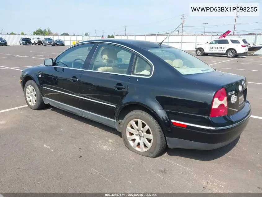 2001 Volkswagen Passat Gls VIN: WVWPD63BX1P098255 Lot: 42567571