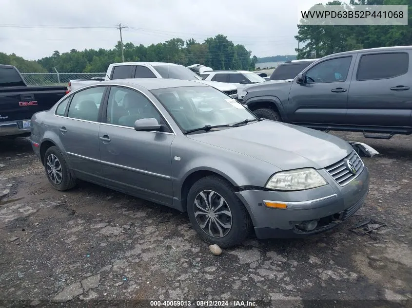 2002 Volkswagen Passat Gls VIN: WVWPD63B52P441068 Lot: 40059013