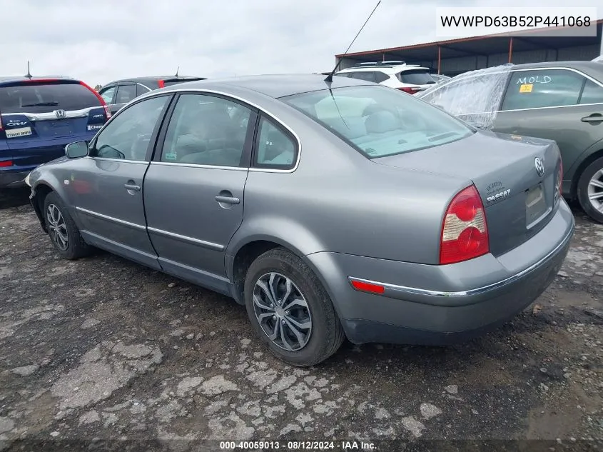 2002 Volkswagen Passat Gls VIN: WVWPD63B52P441068 Lot: 40059013