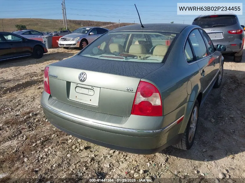 2002 Volkswagen Passat Glx VIN: WVWRH63B02P234455 Lot: 41447364