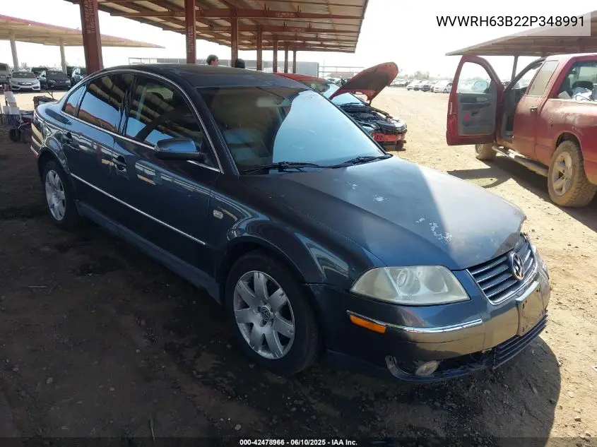 2002 Volkswagen Passat Glx VIN: WVWRH63B22P348991 Lot: 42478966