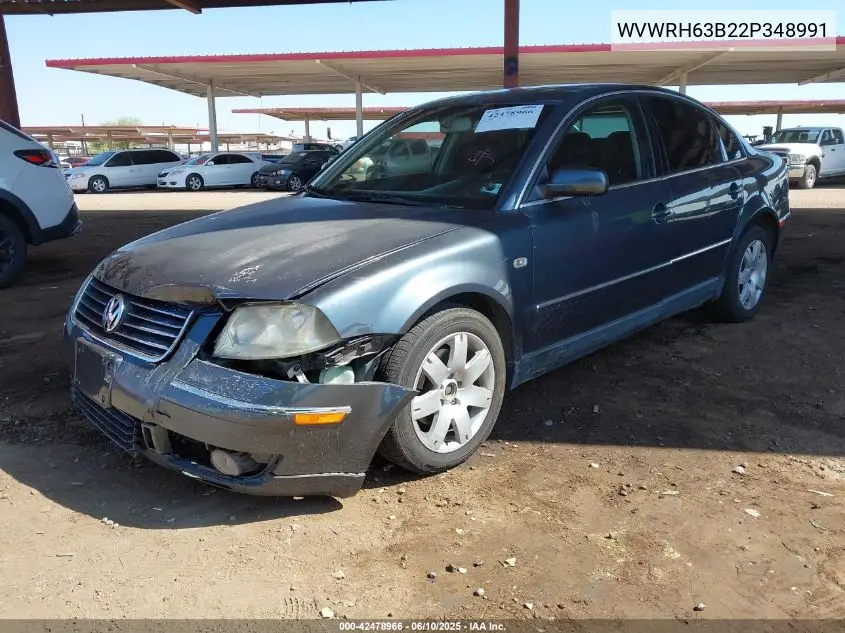 2002 Volkswagen Passat Glx VIN: WVWRH63B22P348991 Lot: 42478966