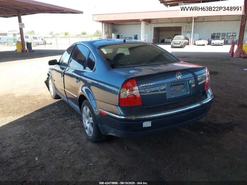 2002 Volkswagen Passat Glx VIN: WVWRH63B22P348991 Lot: 42478966